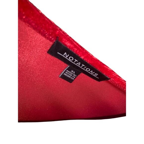 Notations Red / Black Crushed Velvet Formal Dressy Blouse XL - Picture 5 of 6